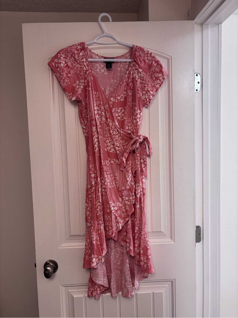 Wrangler Pink Floral High-Low Wrap Dress